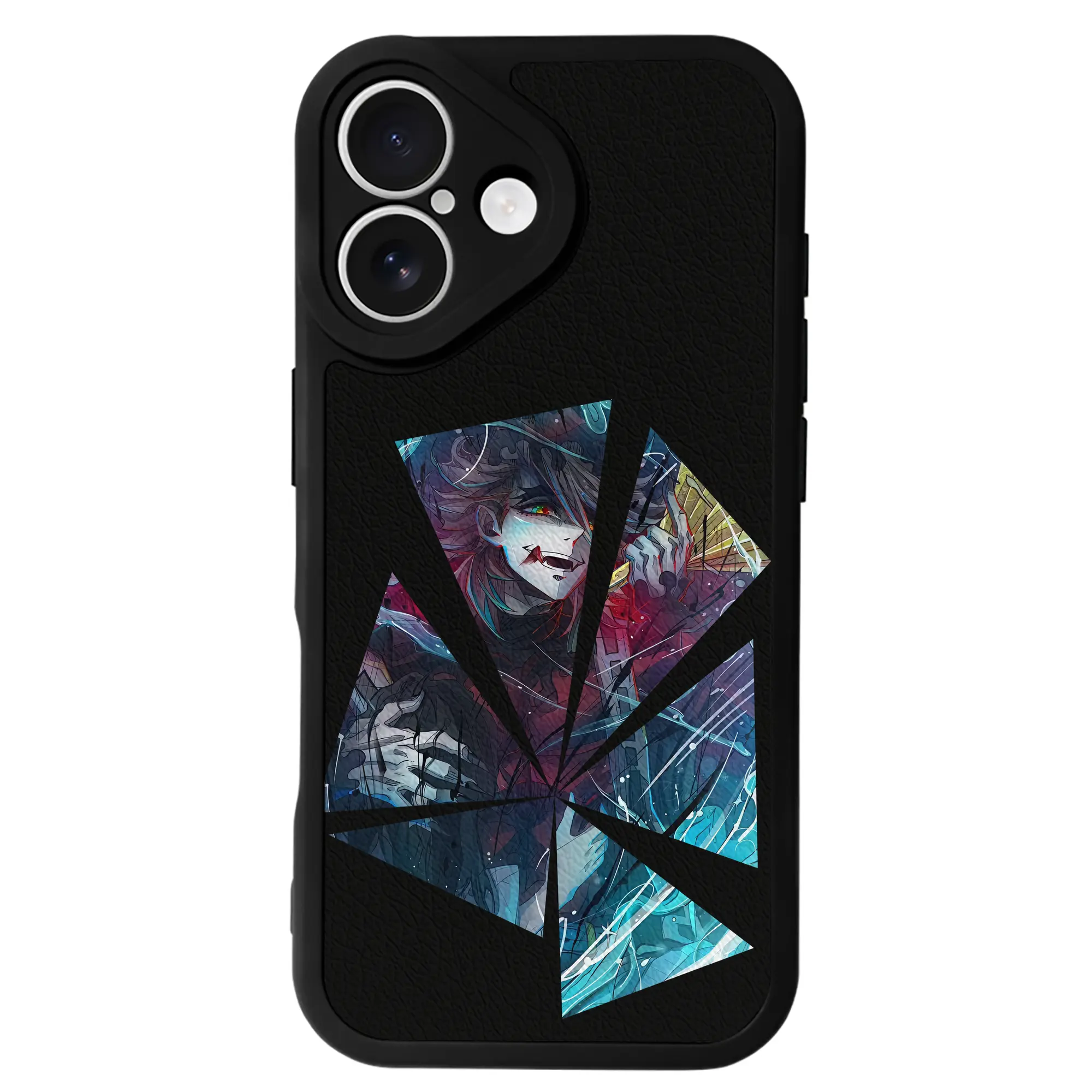 鬼滅の刃 グッズ,童磨 - IPhone 16シリーズ対応 ・ シリコンスマホケース ・ レザー調 ・ 高精度フィット ・ 耐衝撃 ・ ワイヤレス充電対応 ・ 精密カット